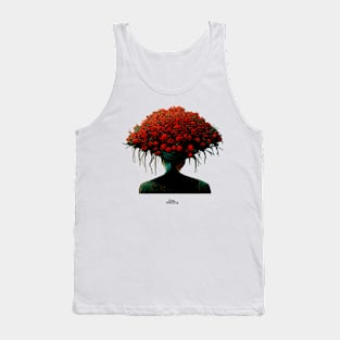 Woman with red flowers in her hair Tank Top